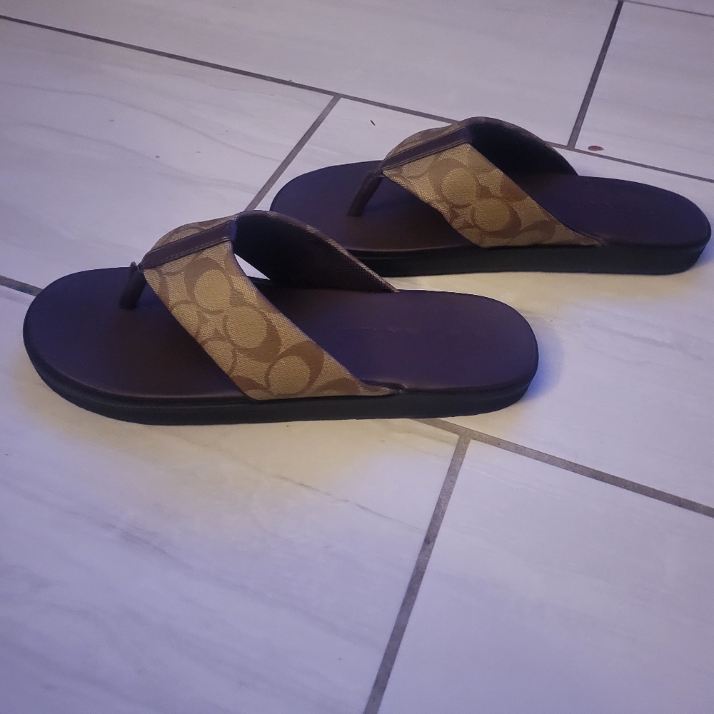 Coach mens flip flops size 11 signature canvas